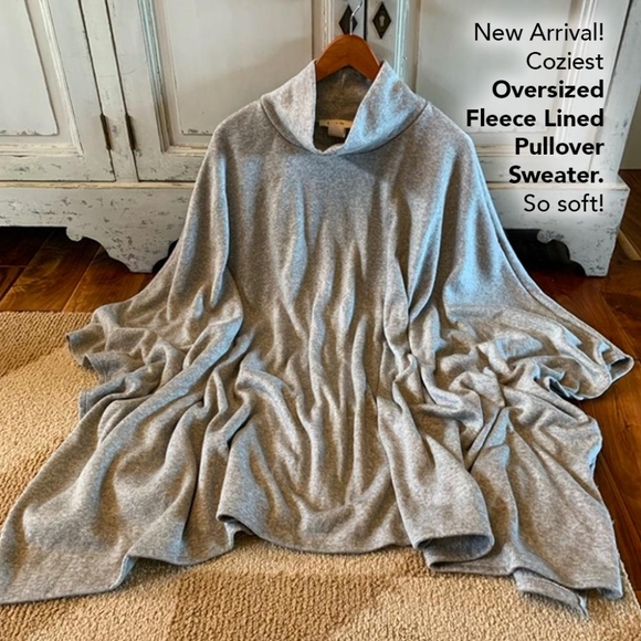 Mock Neck Pullover Poncho Sweater - Picture 2 of 5